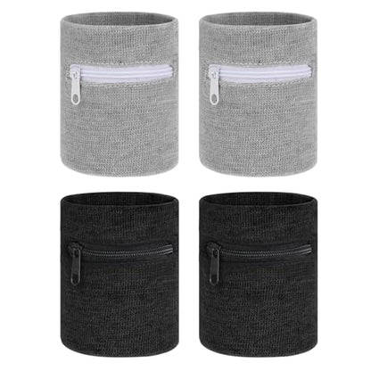 Zipper Wrist Sweatband Pouch Set